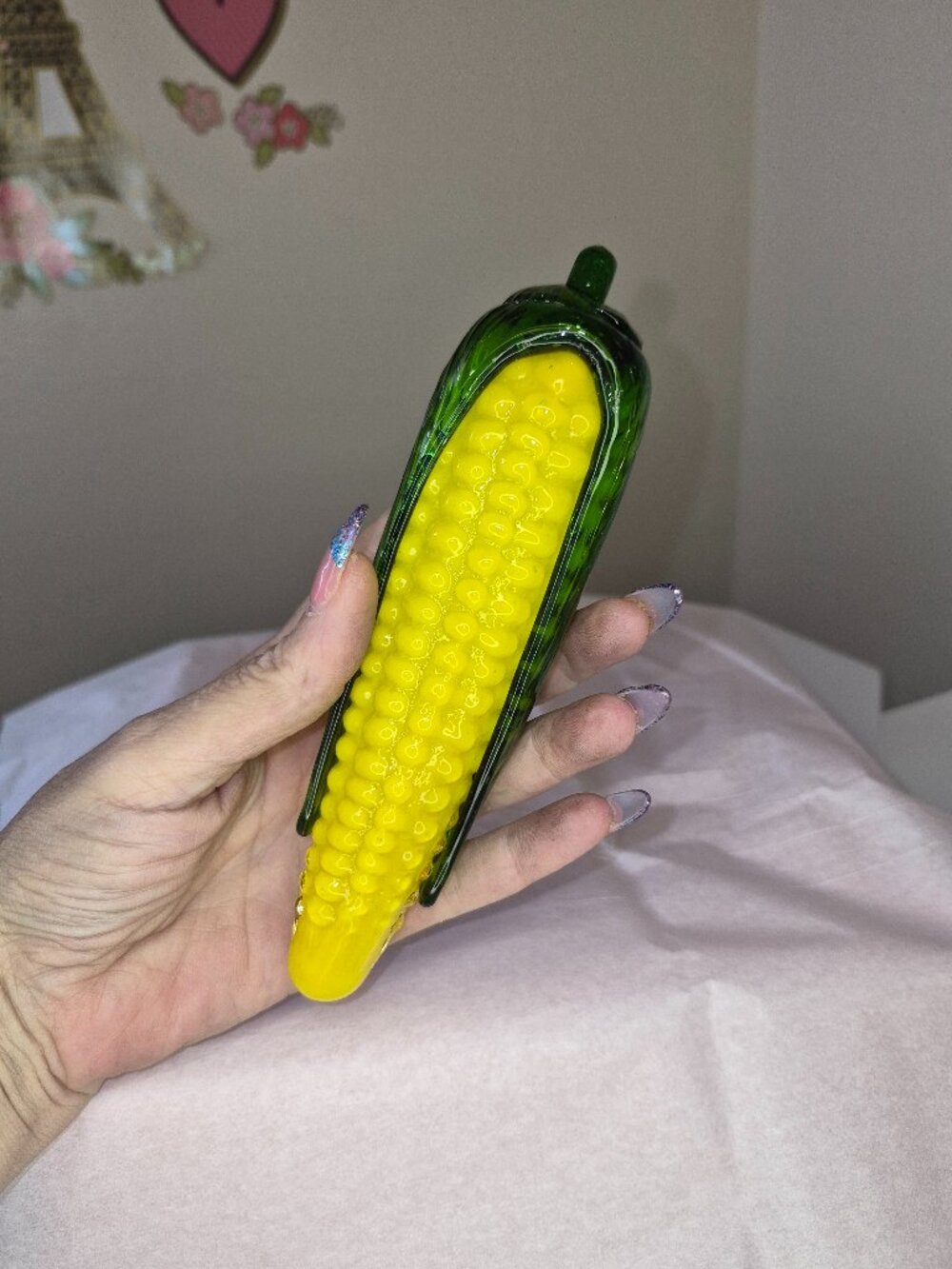 Vintage hand-blown Murano style art glass ear of corn.